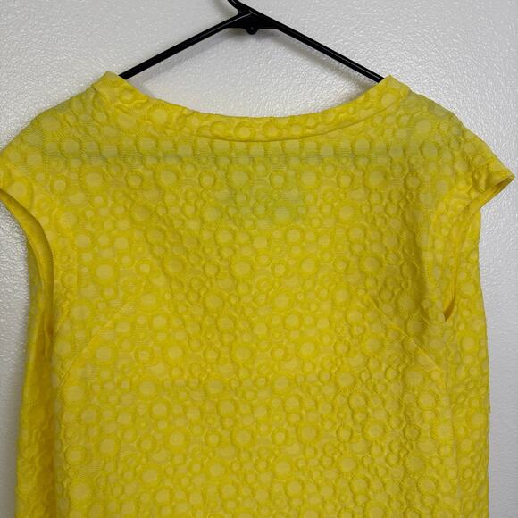 Tish Cox Designer Top Womens XS Yellow Shirt Jacquard Cap Polka Dot Made in USA - Picture 5 of 11